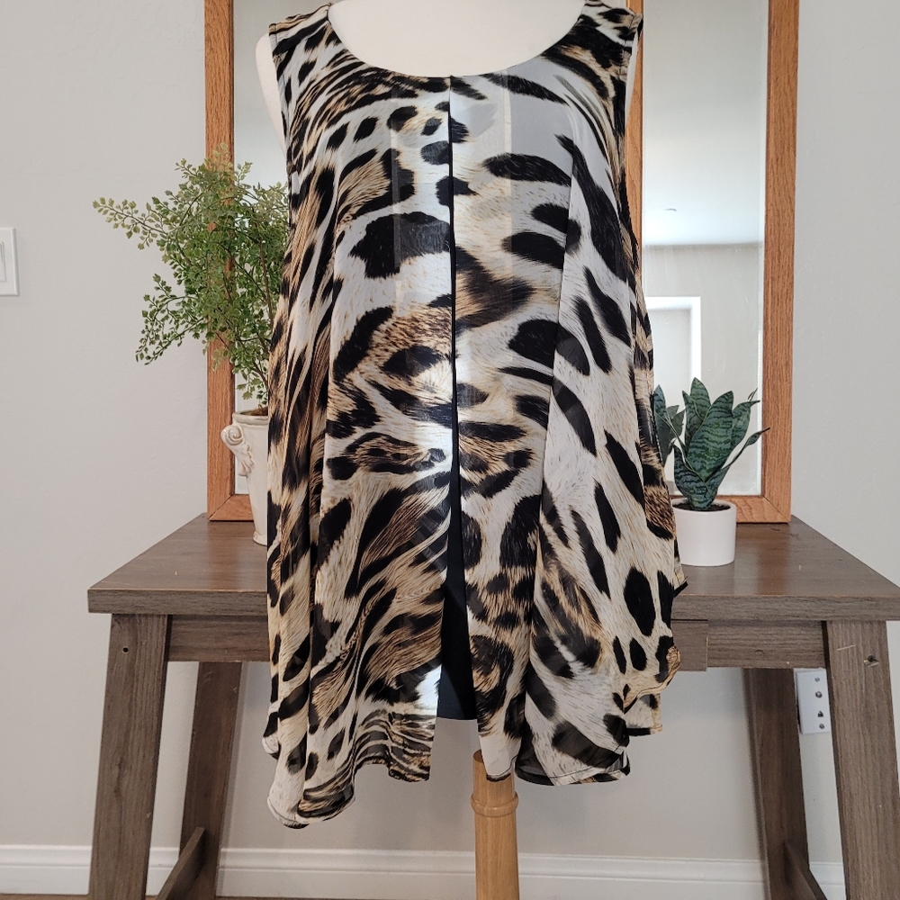 Roz & Ali Plu Size Leopard Print Tunic Size 2X
